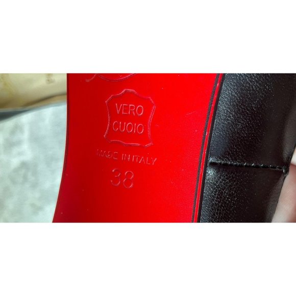 Christian Louboutin Sz.7.5/38 Black Leather Very Prive Peep Toe Platform Pumps - Picture 4 of 15